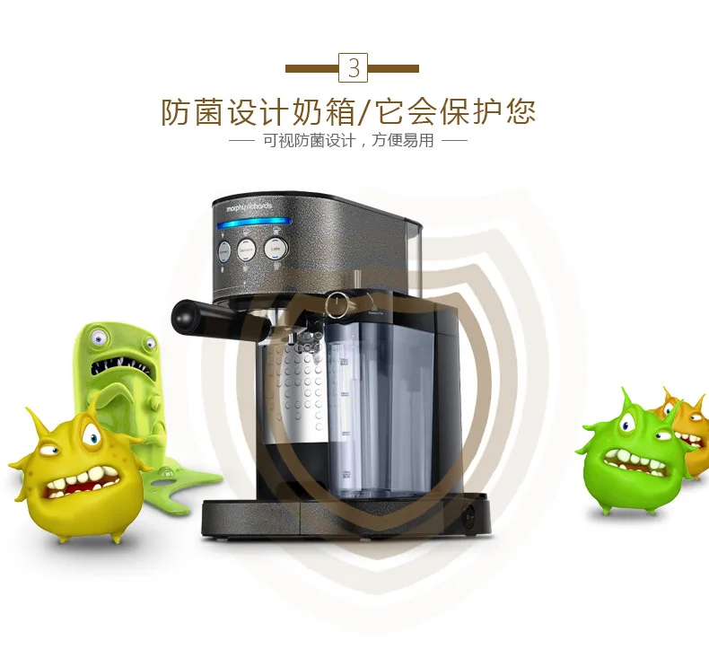 Автоматическая кофеварка, 15 бар, Morphy Richards MR7008T, кофейная машина, модная пенка, Капучино/латте