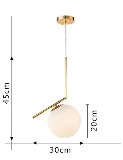 Small Glass Ball Pendant Lights LED Kitchen Lights LED lamp Bedside Hanging Lamp Ceiling Lamps Lighting Fixtures Bedroom Living Room - Цвет корпуса: Small