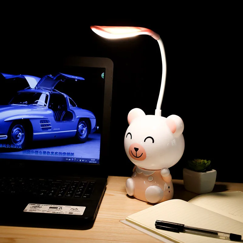 Creative LED Cartoon Children Eye Protection Desk Lamp Dimming Flexible Reading Book Light USB portable lighting table lamp80803 | Лампы и