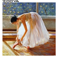 zooya diamond embroidery 5d diy needlework full drill diamond painting dancer girl tying shoes mosaic pattern home decor r786