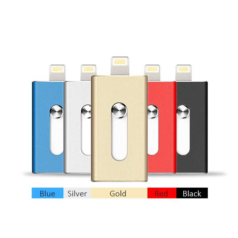 Новый модный 3 в 1 OTG флэш накопитель 64 Гб памяти мини Usb металлический для Apple Android
