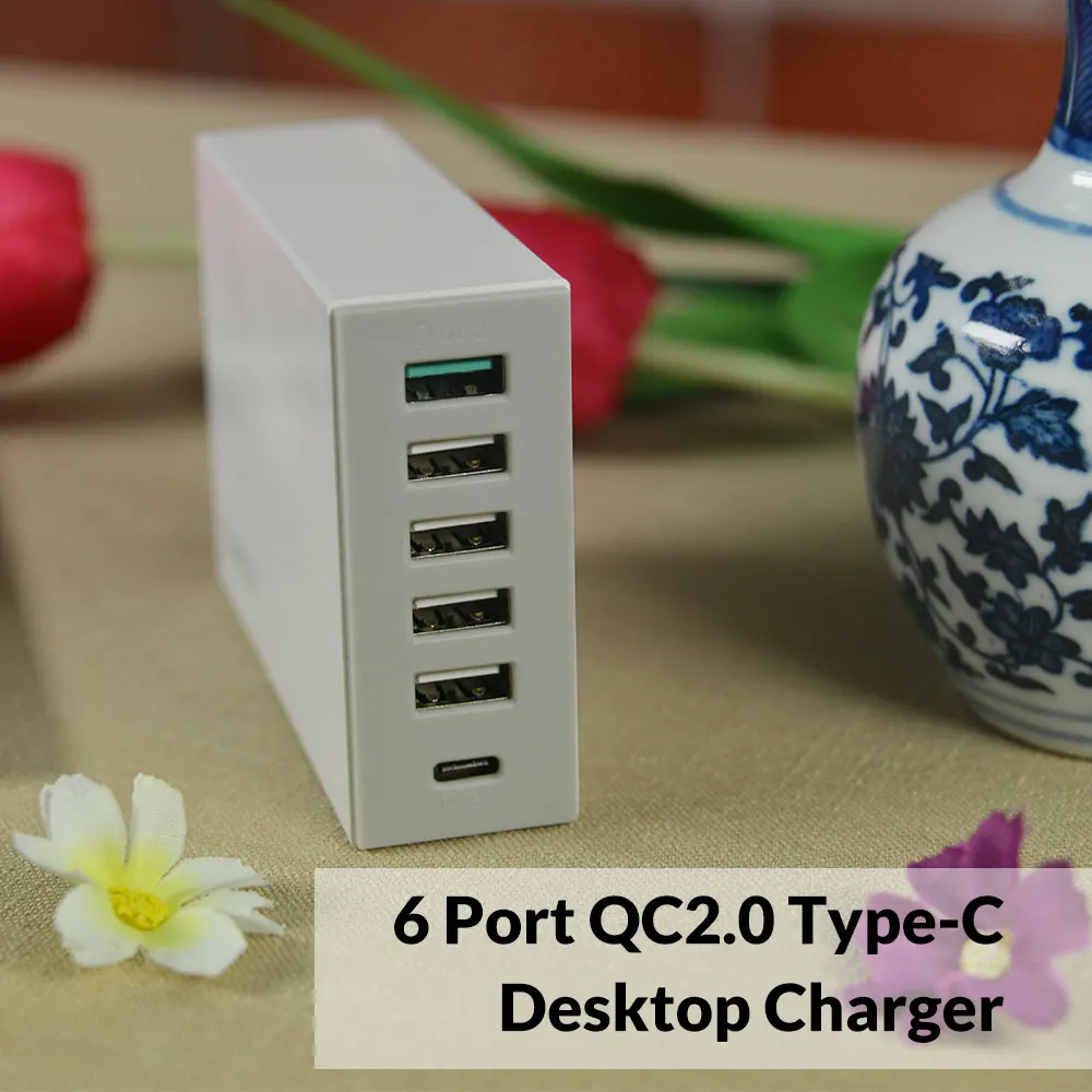 Быстрое зарядное устройство ORICO Type-C QC2.0 6 портов 5V2. 4A 9V2A 12V1. 5A 3.1A для мобильного