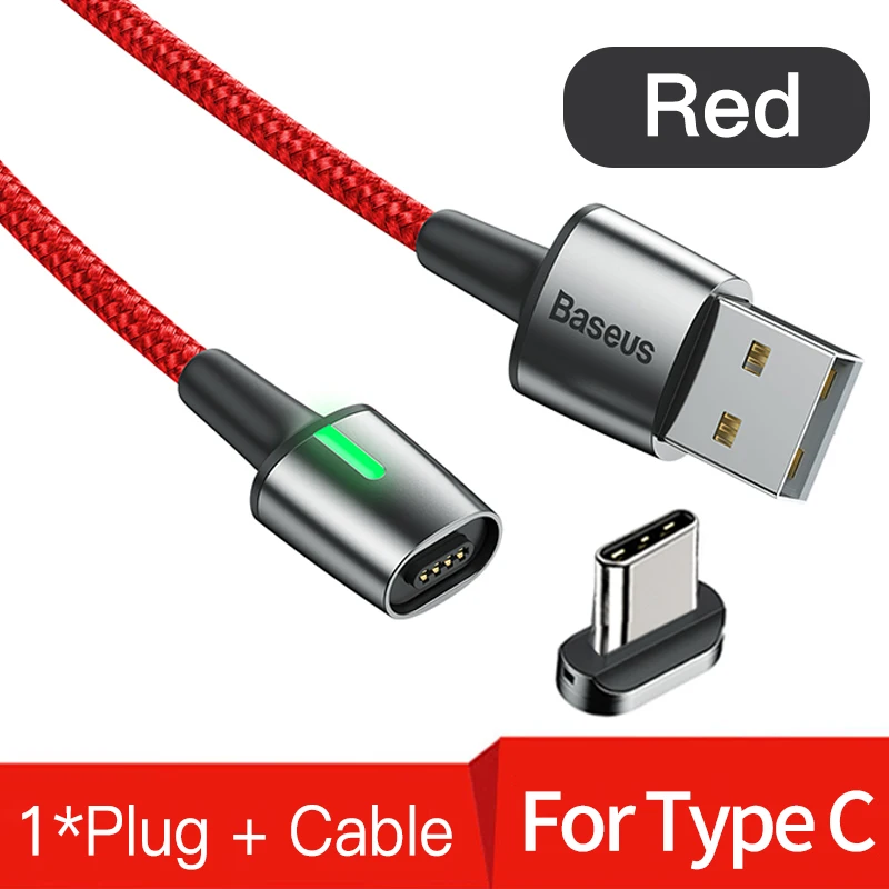 Магнитный Micro USB кабель Baseus для iPhone samsung type-C кабель для зарядки Магнитный адаптер для зарядного устройства usb type C кабели для мобильных телефонов - Цвет: Red Type C Cable