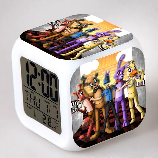 Армейский зеленый Five Nights At Freddy's светодиодный Будильник FNAF Bonnie Foxy Freddy Fazbear часы с дизайном «Медведь» ночные световые часы пластиковая игрушка - Цвет: Армейский зеленый