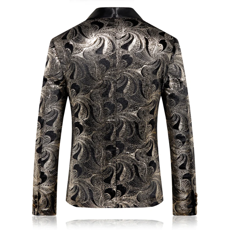 

MOGU Luxury Mens Casual Blazers 2018 New Vogue Sliver Printed Blazers High Quality Party Blazer Fitness Casaco Masculino 5XL