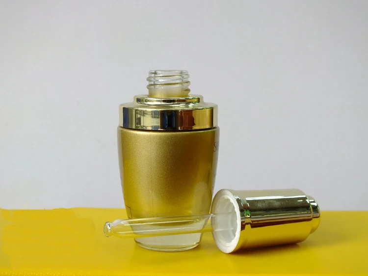 30 мл бутылка из золотого стекла с золотым прессом капельница или стеклянная для