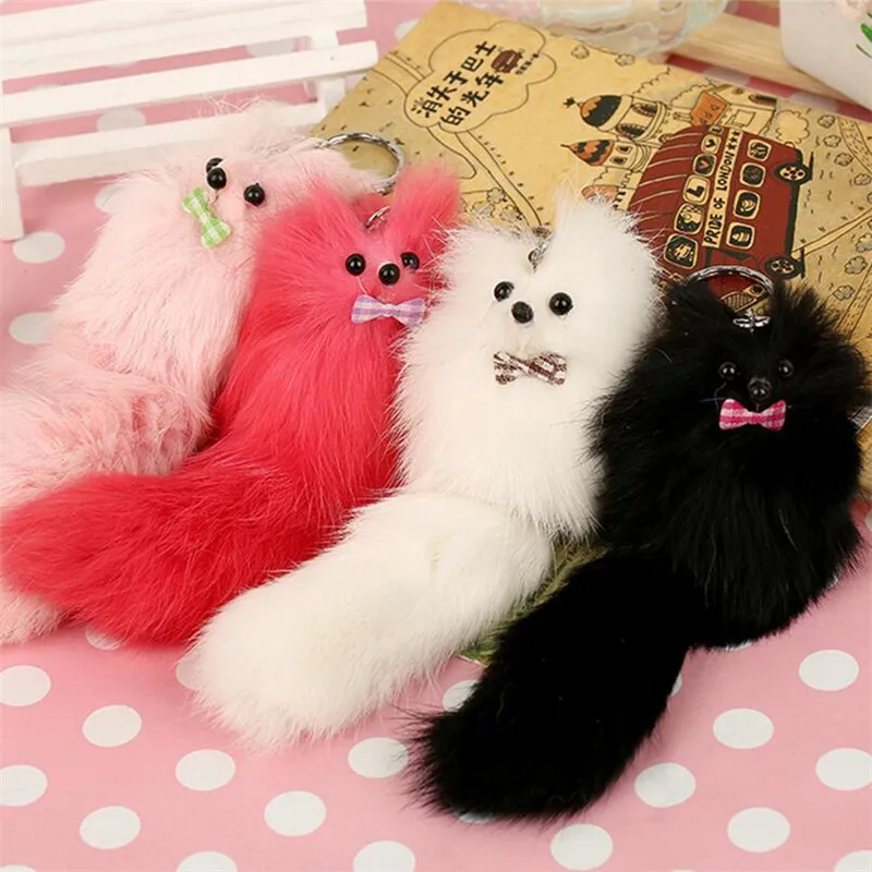 Брелок для ключей с маленькими животными и помпонами брелок подвеской из