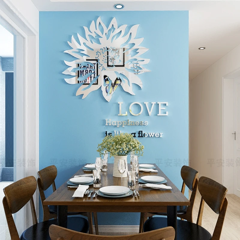 Креативные Подсолнух лоза Акриловые 3d самоклеющиеся наклейки на стену зеркало