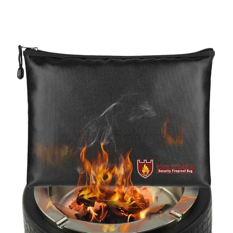 

Office File Bag Fireproof Waterproof Aluminum Foil Fiberglass Cloth Material Anti-corrosion Zipper Financial Bill Fireproof Bag