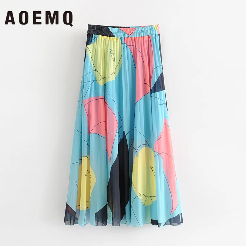 AOEMQ модные юбки Летняя Одежда богемные пляжные длинные рубашки с цветочным