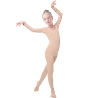 long sleeves skin colored dance wear leotard girls invisible warm clothes flesh color shapewear thin lycra dance underwear show