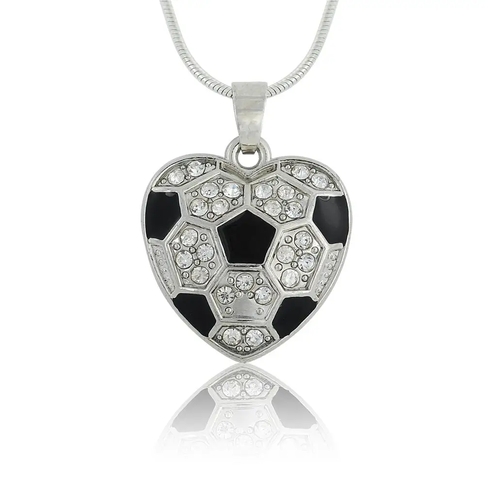 Fishhook Спортивное ожерелье в форме сердца хрустальный футбольный кулон из