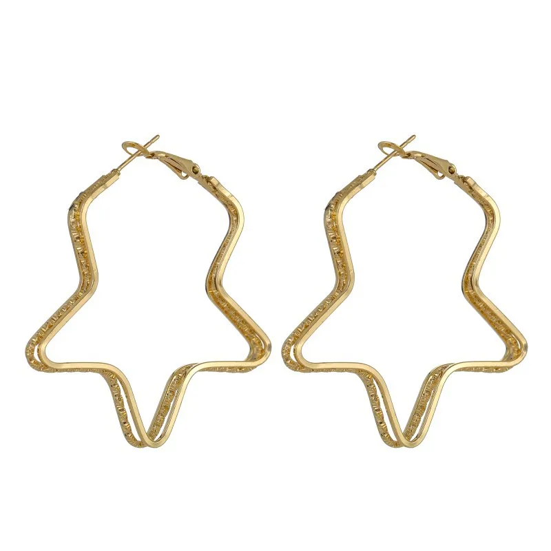 Сексуальные геометрические полые пятиконечные звезды серьги темперамент