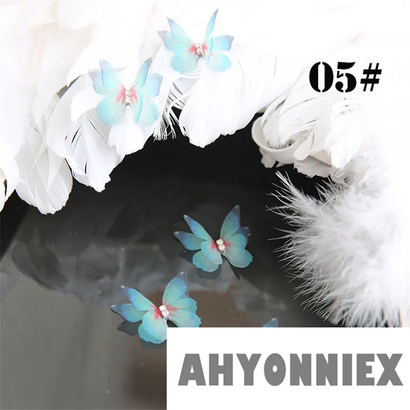AHYONNIEX двухслойная атласная шифоновая пряжа нашивки «бабочки» ПРИШИТАЯ аппликация для невесты свадебные Детские аксессуары для волос DIY