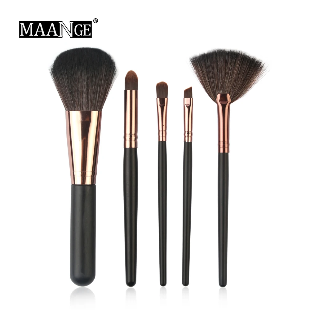 MAANGE Pro 25/18/15/10/5 шт. кисти для макияжа набор кистей для макияжа с деревянной для нанесения основы румян теней для век Карандаш для губ смешение косметики Красота принадлежности для макияжа - Handle Color: 5pcs Coffee