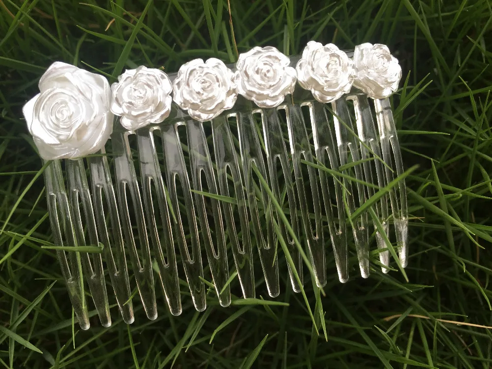 Модный белый цветок Свадебная Невеста боковая расческа заколки для волос чистый