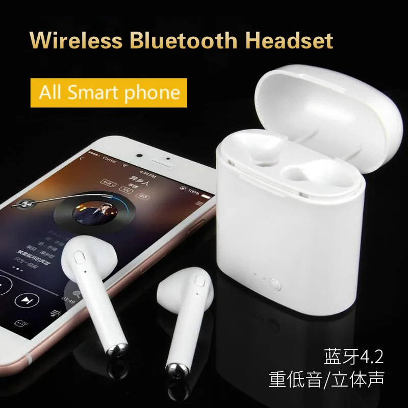 I7S беспроводные Bluetooth наушники HIFI Беспроводные с зарядным чехлом bluetooth гарнитура