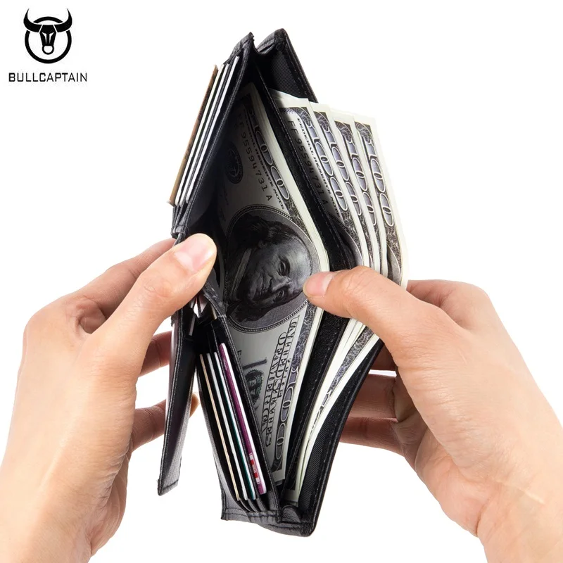 BULLCAPTAIN/модный брендовый мужской кошелек из натуральной кожи повседневные