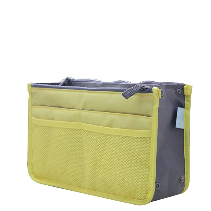 yellow Женская косметичка, органайзер, сумка, двойная молния, косметичка, портативная, многофункциональная, для путешествий, с карманами, сумочка - Цвет: yellow