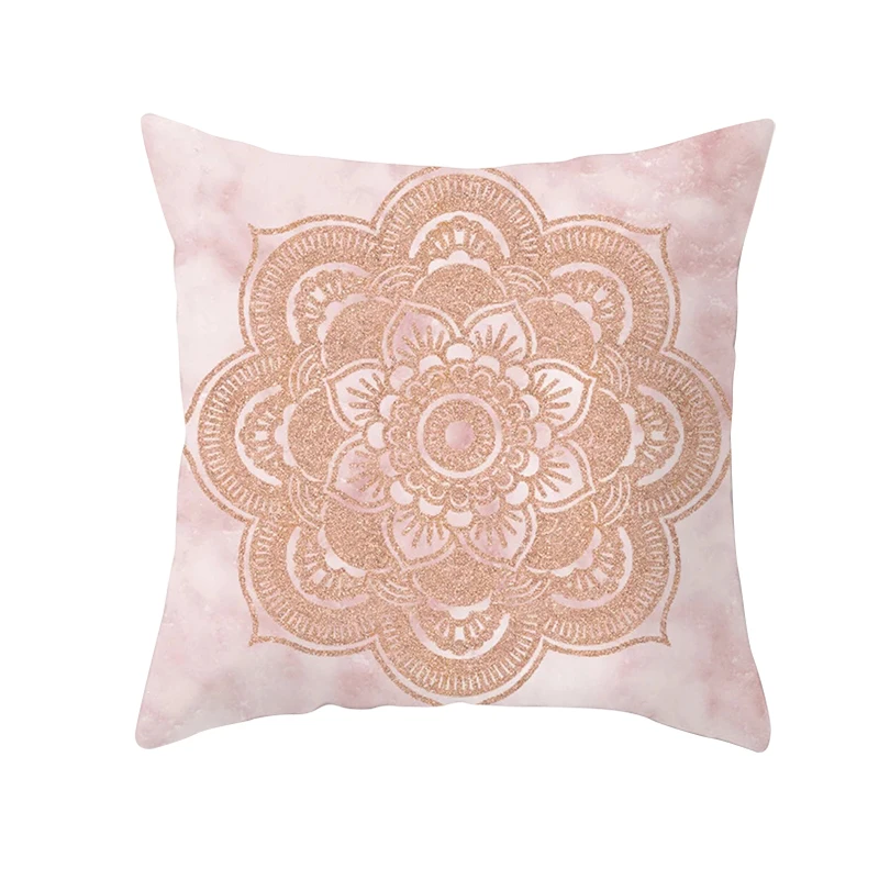 mling 1pcs 45x45cm Geometric Pink Gold Decorative Pillow Peach Skin Sofa Cushion Waist Pillow Cover Decorative Cushion Cover