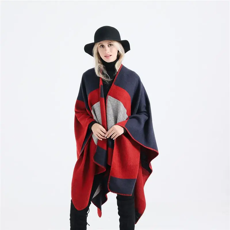 Мода Большой Stripe Pashmina Scarf Для женщин Элитный бренд толстые теплые кашемировые