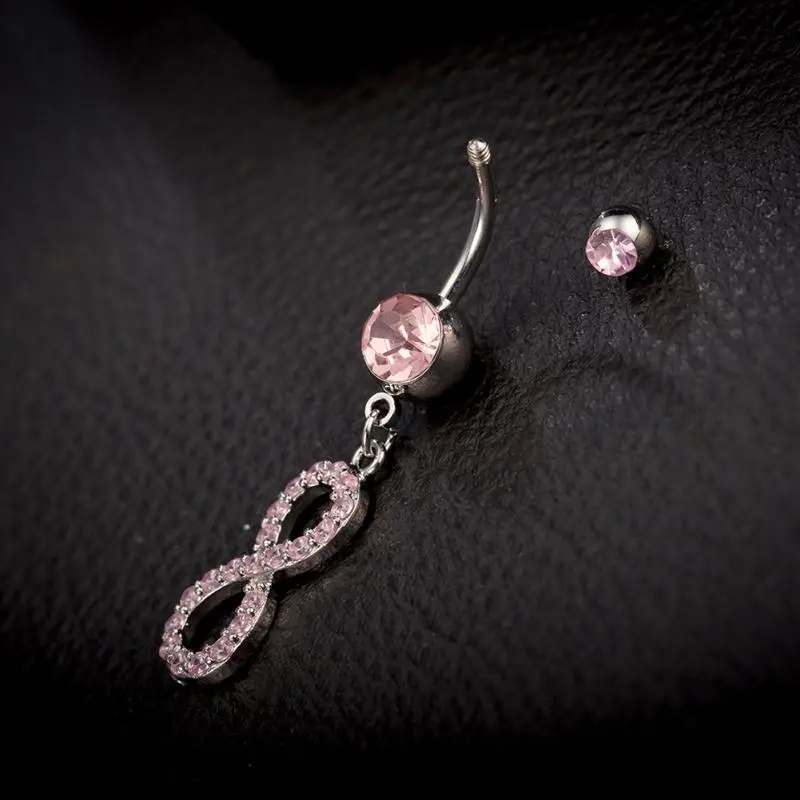 Кольцо женское из хирургической стали 316L висячее туннель с имитацией