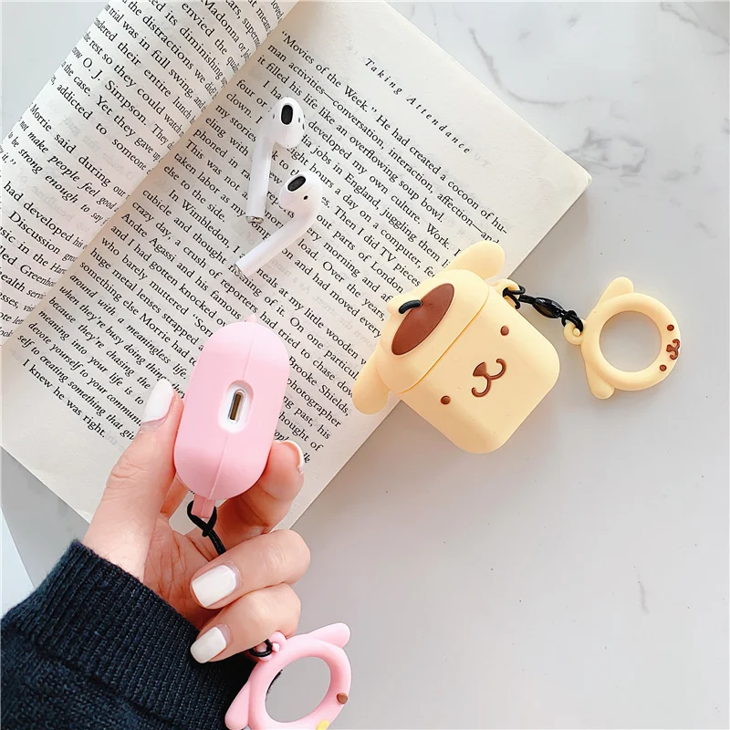 Чехол для наушников с милыми мультяшками чехол для AirPods My Melody Pompom Purin wireless oroll беспроводной чехол для наушников с кольцом на палец