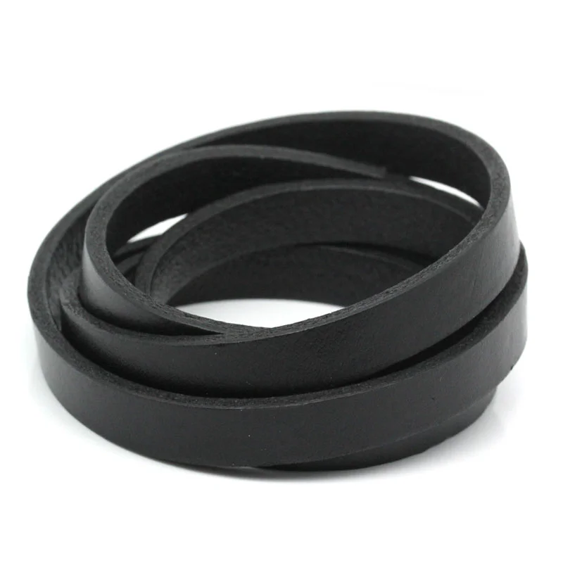 

8SEASONS Cowhide Leather Jewelry Cord Black 10x3mm,2M Length (B26688)