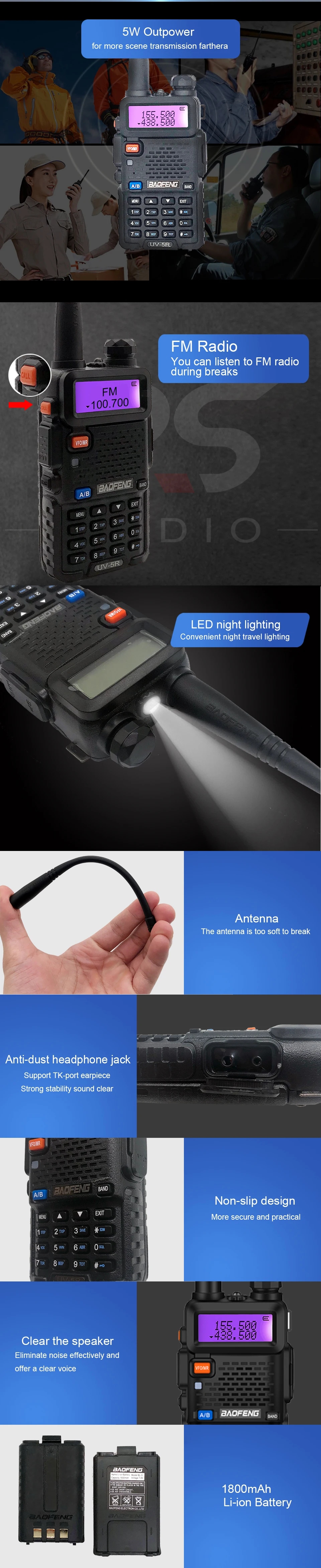 BaoFeng UV-5R иди и болтай walkie talkie “иди и 10 км Любительское радио, Си-Би радиосвязь радиостанции УКВ 136-174& 400-520Mhz uv 5r коротковолновым приемником сканер радиолюбитель VOX
