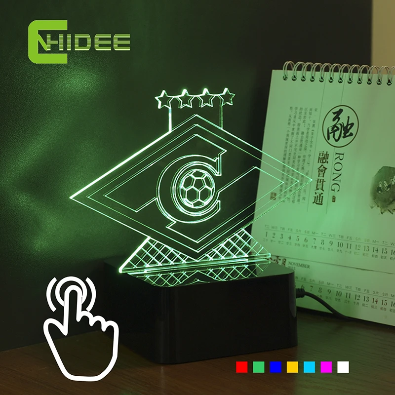 CNHIDEE Новинка USB Лампе 3D RGB Ночник для России Спартак Футбольный Клуб LED Light Touch в
