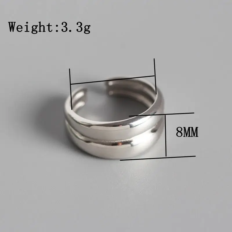 Silvology 925 пробы серебряные двухслойные глянцевые Открытые Кольца, креативные промышленные Элегантные кольца для женщин, хорошее ювелирное изделие, подарок