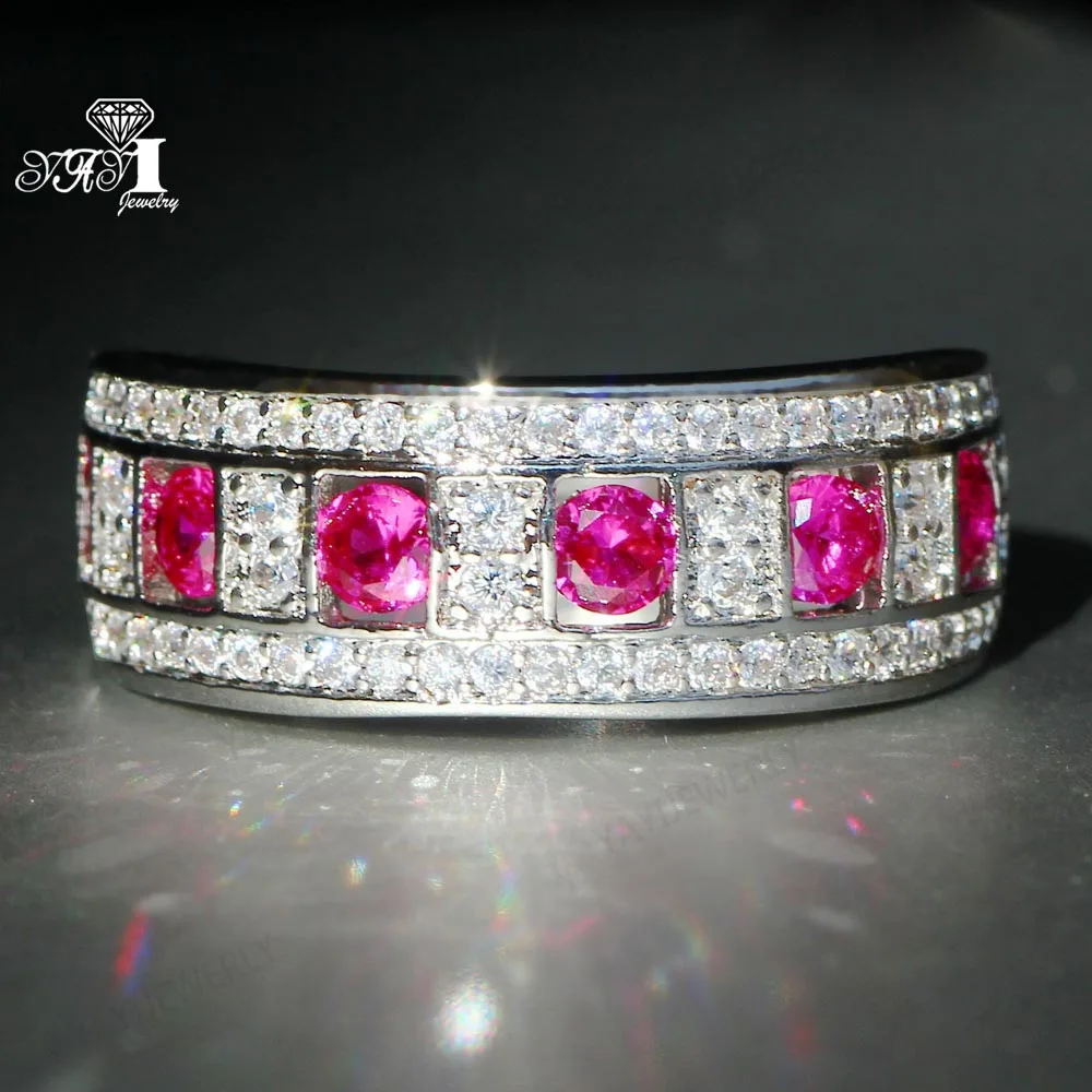 Ювелирные изделия yayi Princess Cut 8 2 CT Красный Циркон Серебряный цвет обручальные