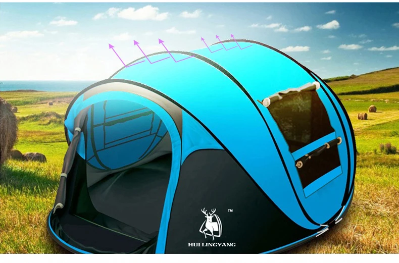HUILINGYANG открытый 3-4 человек автоматическая скорость открыть метание всплывающие ветрозащитный водонепроницаемый пляж Кемпинг палатка большое пространство