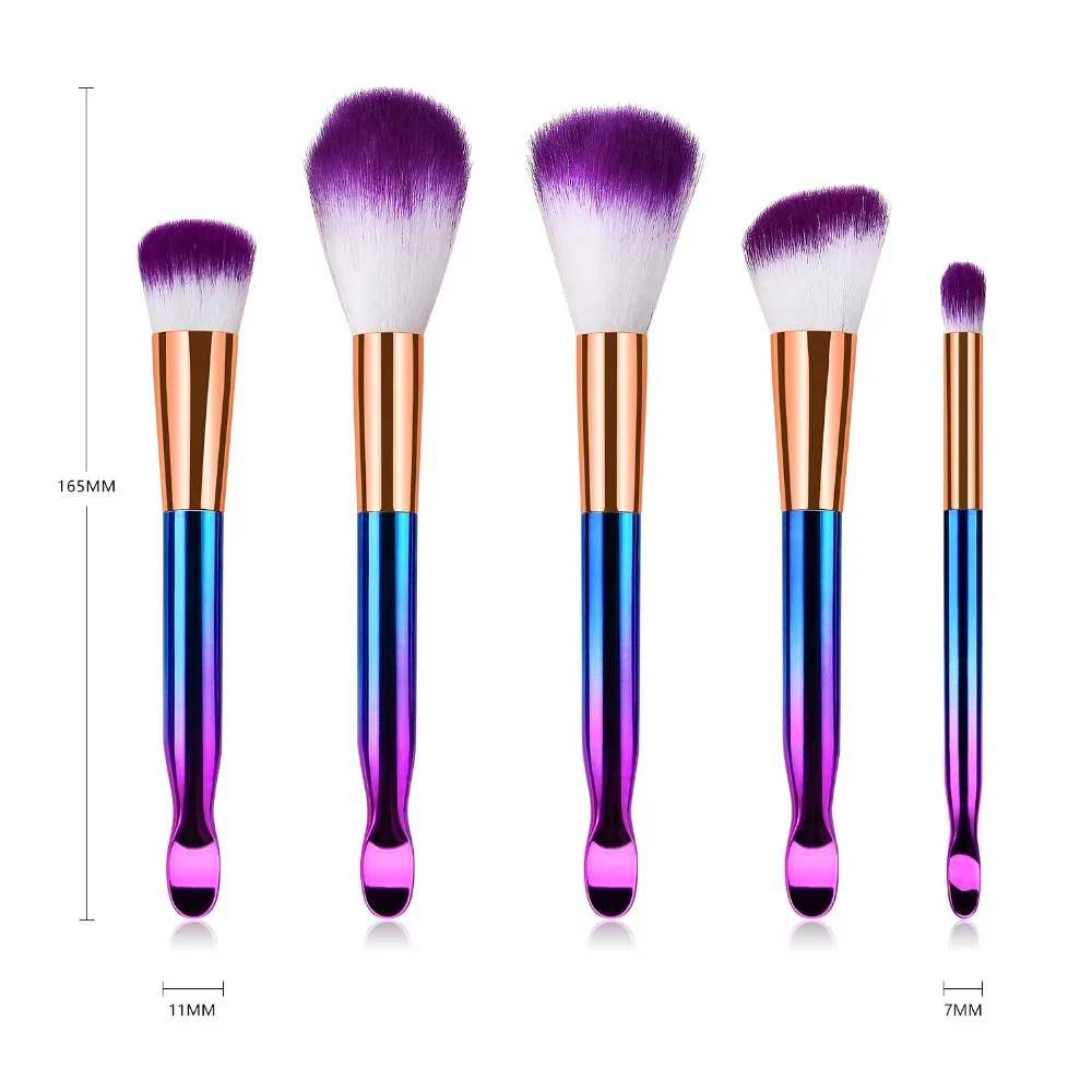 5 шт. цветные кисти для макияжа набор пудра тени век румяна бровей косметические
