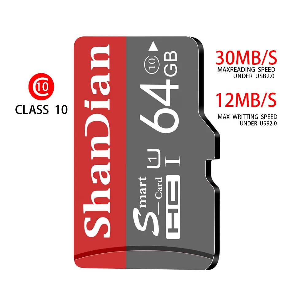 ShanDian Оригинальная карта Micro SD 64 Гб класс 10 карта памяти microSD 8 ГБ 16 ГБ 32 ГБ TF карта microSDHC/SDXC Для смартфонов/планшетных ПК