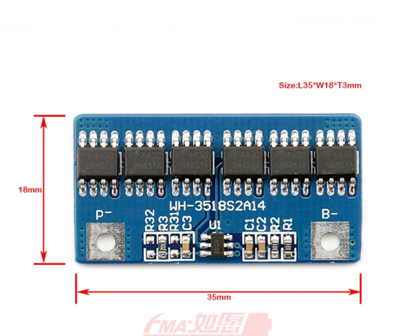 1 шт. модуль защиты FMA квадратный PCM для 2S 7,2 v 7,4 v Li-Ion Li-Po батарея Зарядка/разрядка контроль 2-15A WHF
