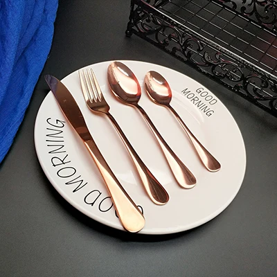 rose gold Горячая Распродажа 4 шт. черная столовая посуда кухонный нож из нержавеющей стали вилка столовая ложка столовая посуда столовые приборы набор столовых приборов Прямая поставка - Цвет: rose gold