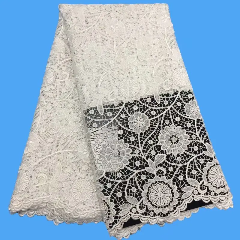 Оптовая цена водорастворимый молочный шелковая ткань с кружевом Африканский