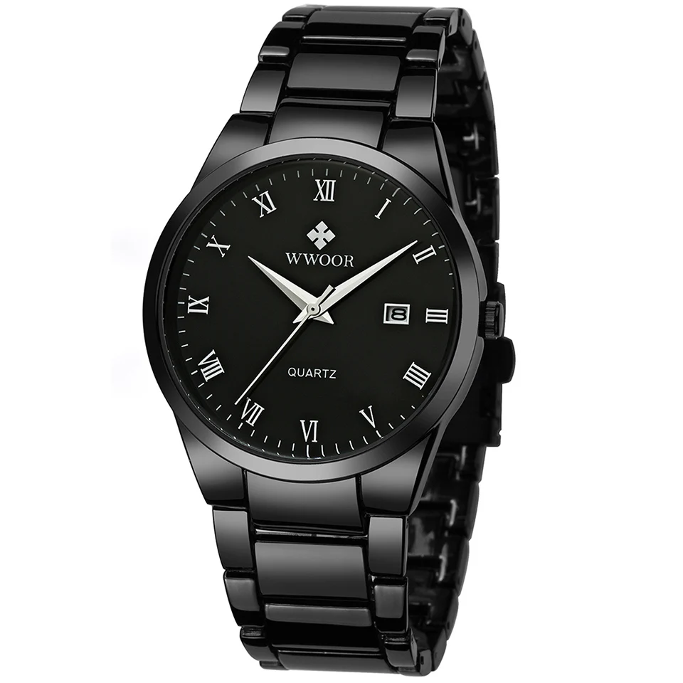 WWOOR брендовые военные повседневные спортивные часы с черным лицом Модные мужские