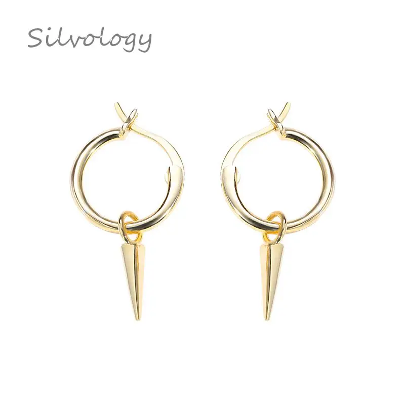 Серьги кольца silvologic из стерлингового серебра 925 пробы с геометрическим узором