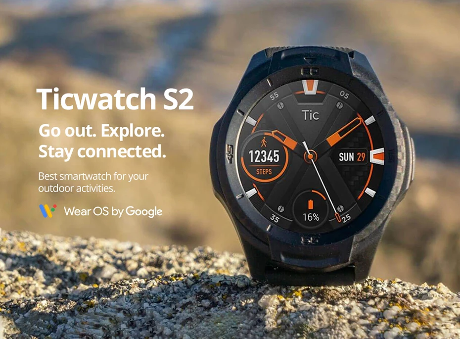 [Сток] Global Ticwatch S2 носить ОС Google Смарт часы Bluetooth wifi 5ATM водонепроницаемые Смарт-часы трекер сердечного ритма здоровья