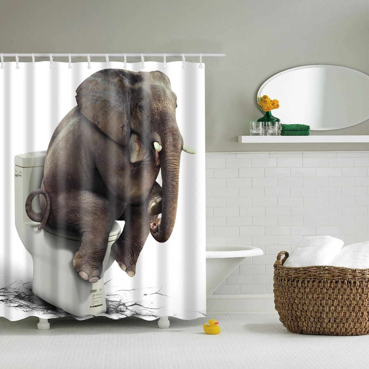 Waterproof Polyester Cartoon Animal Shower Curtain For Bathroom Bath Curtain Large 180x200cm Customized 3D blackout curtain