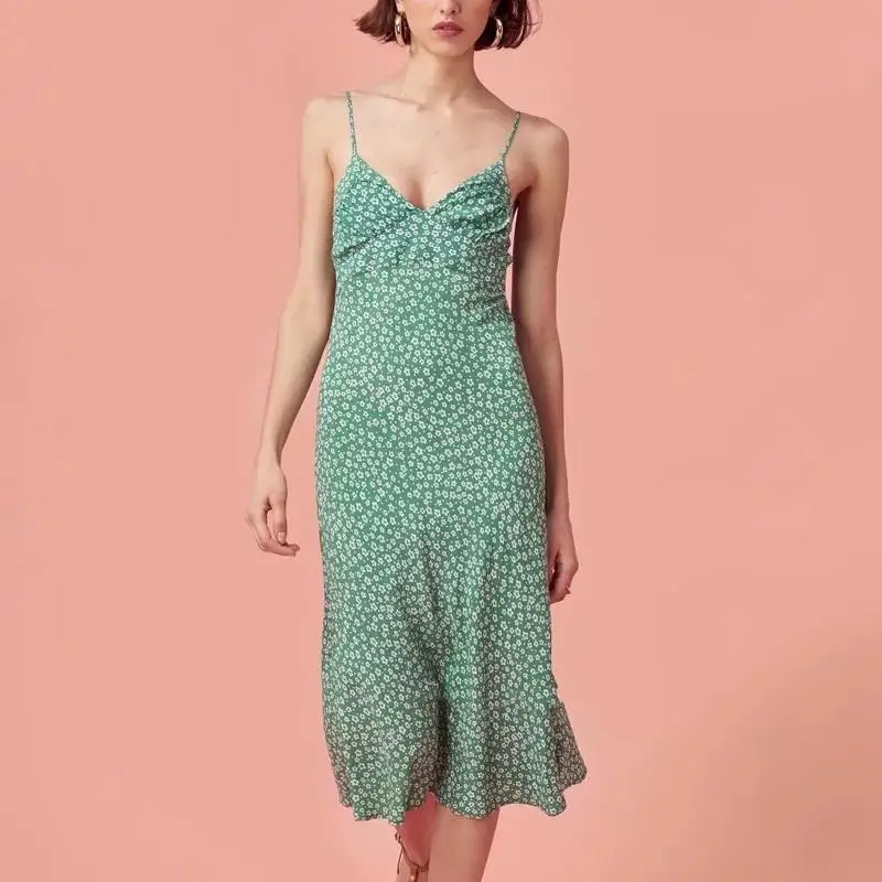 Платье женское летнее винтажное без рукавов с красным цветком|Женские платья| |