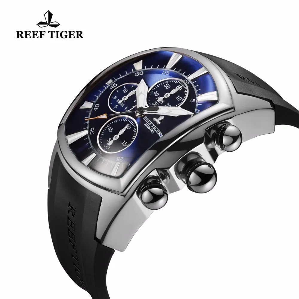 Спортивные мужские часы Reef Tiger/RT с хронографом водонепроницаемые синим