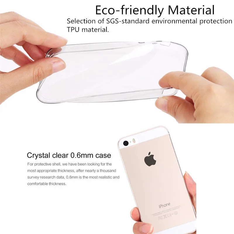 Original for iPhone SE 5 5S Case Transparent Soft TPU Silicone Cover For 3D Protective Film Carbon Fiber Grain |