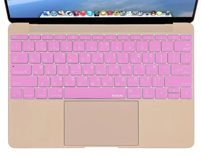 pink XSKN иврит силиконовый чехол для клавиатуры наклейка кожи для США Apple Macbook 12 A1534, высокое качество Силиконовая защита для клавиатуры ноутбука - Цвет: pink