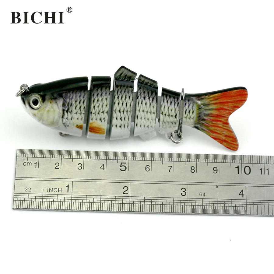 BICHI 10cm Fishing Lures 3D Eyes 6-Segment Lifelike Hard Lure Crankbait With 2 Hook Baits Artificial Bait | Спорт и развлечения