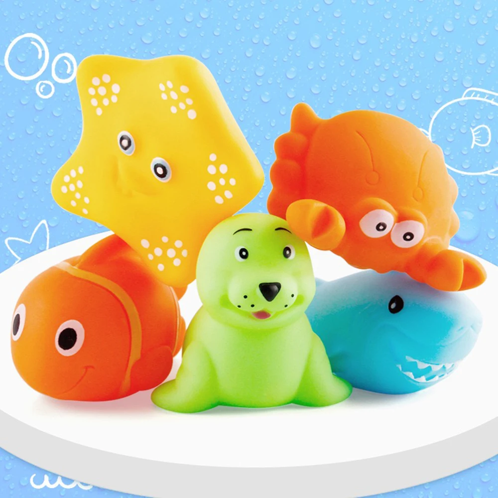 5 предметов в комплекте детские игрушки для ванной рыболовная сеть Rubber Duck морские