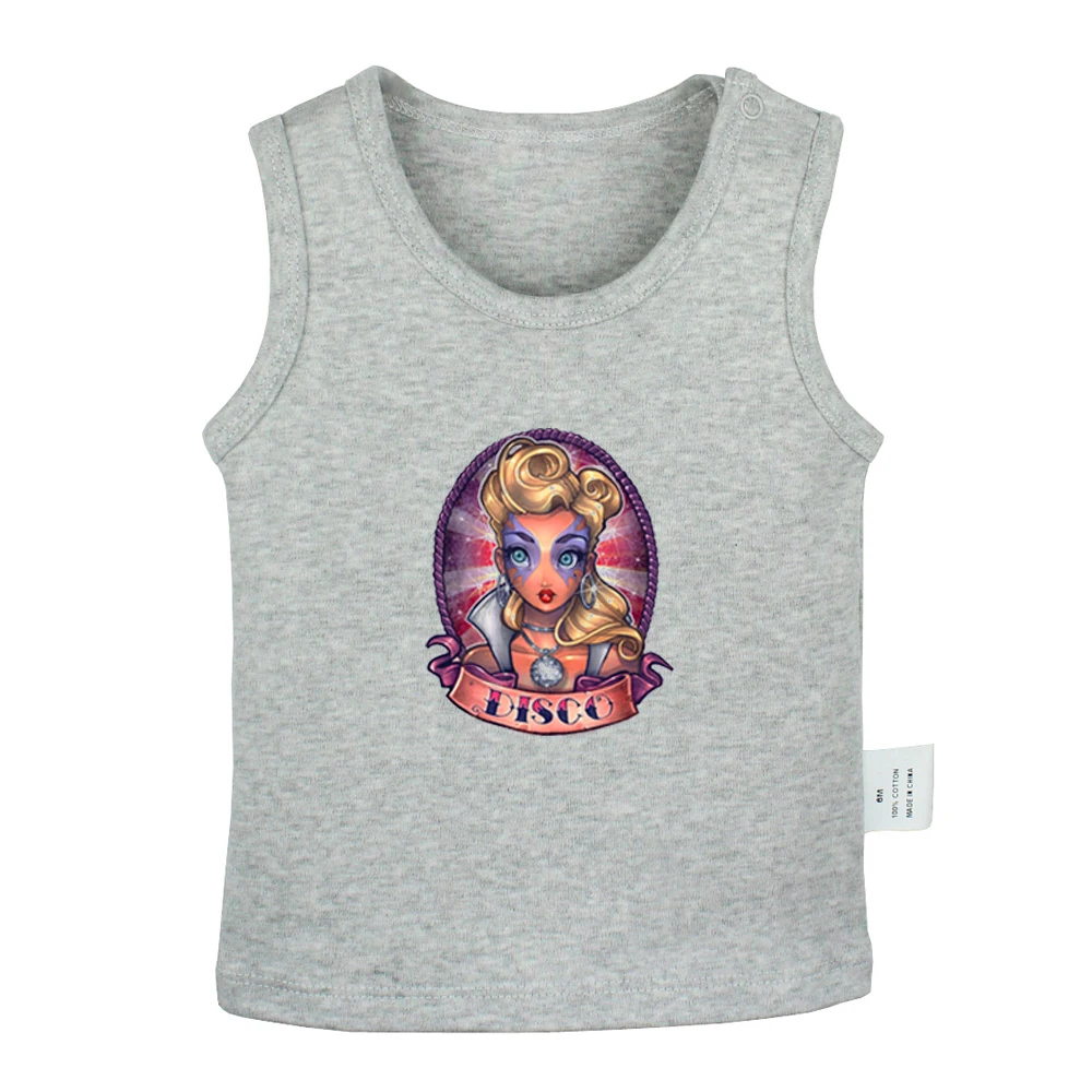 Retro Tattoo Girl Red hair change pinup Art Design Newborn Baby Tank Tops Toddler Vest Sleeveless Printing Infant Cotton Clothes |