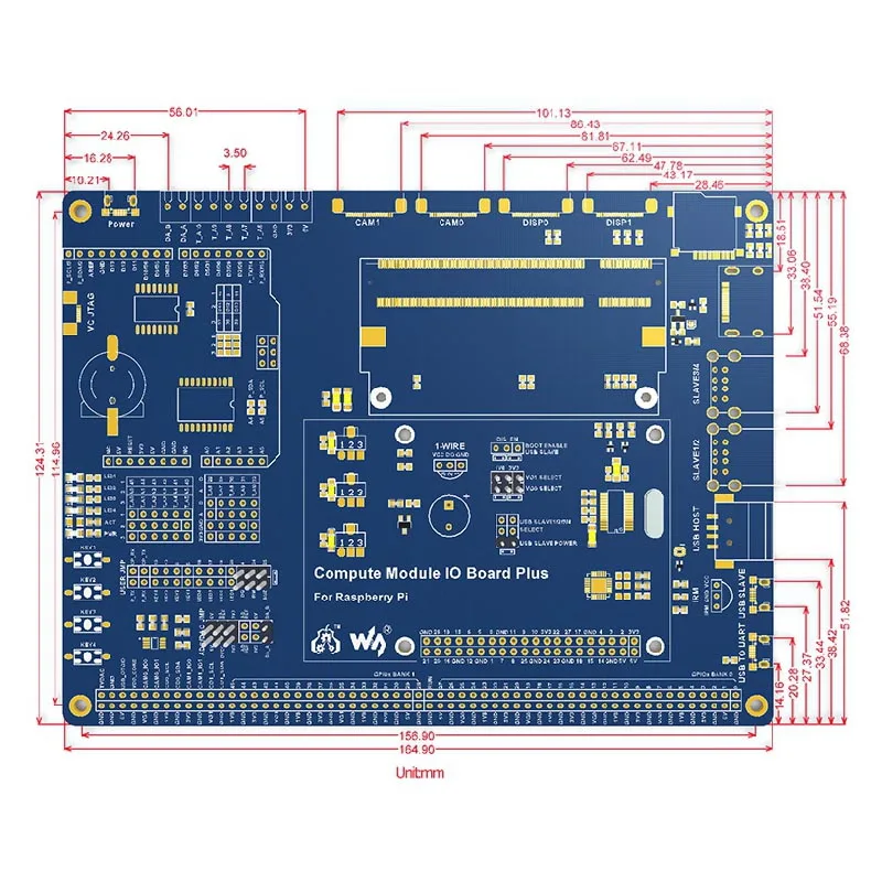 Компьютерный модуль IO Board Plus, композитная коммутационная плата для разработки с Raspberry Pi CM3, CM3L различные компоненты